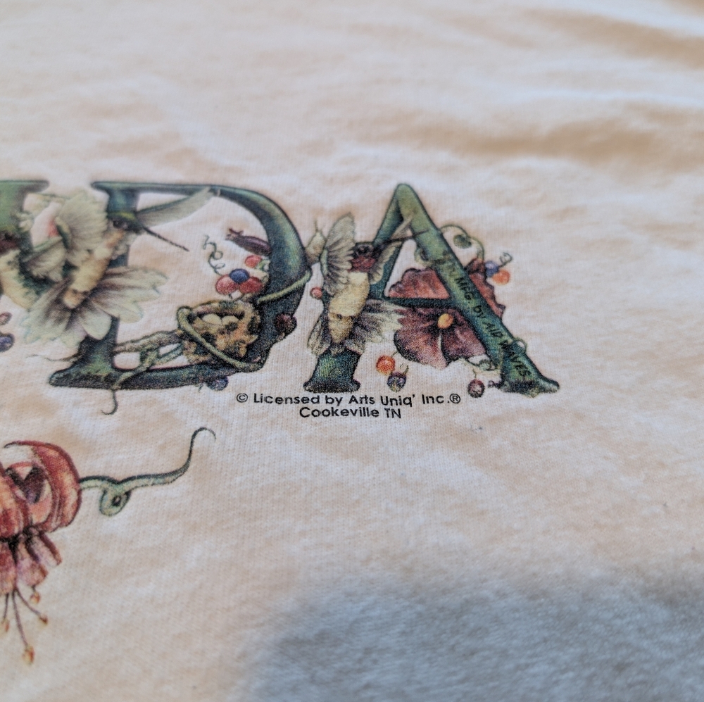 Vintage 90s Florida Hummingbirds Botanical Spell Out Vacation Souvenir T Shirt M image 7